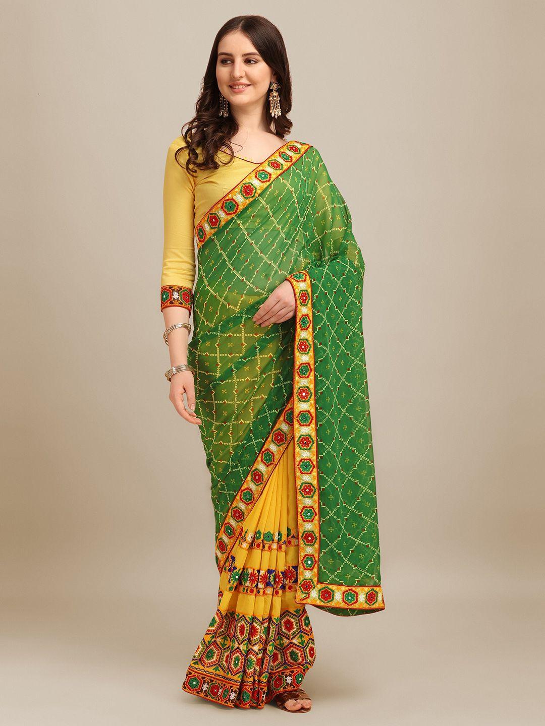 mitera bandhani embroidered pure georgette bandhani saree