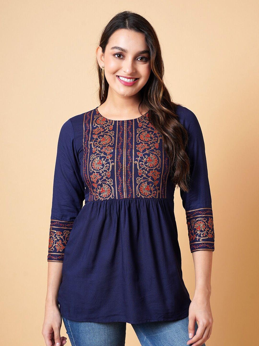 daevish ethnic motifs printed a-line top