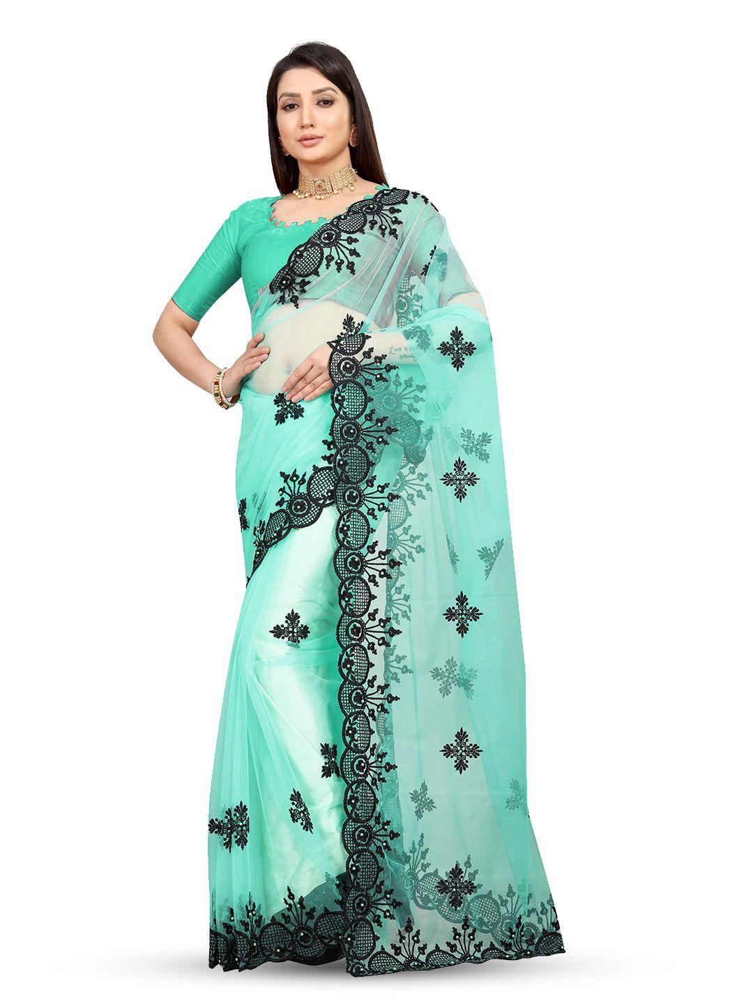 barkiya creation ethnic motifs embroidered net saree