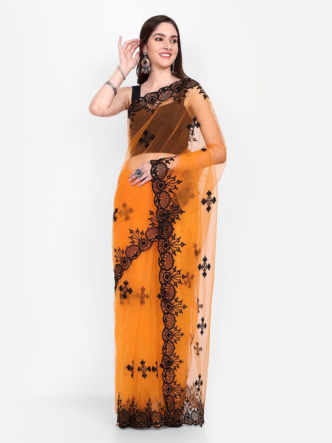 barkiya creation ethnic motifs embroidered net saree