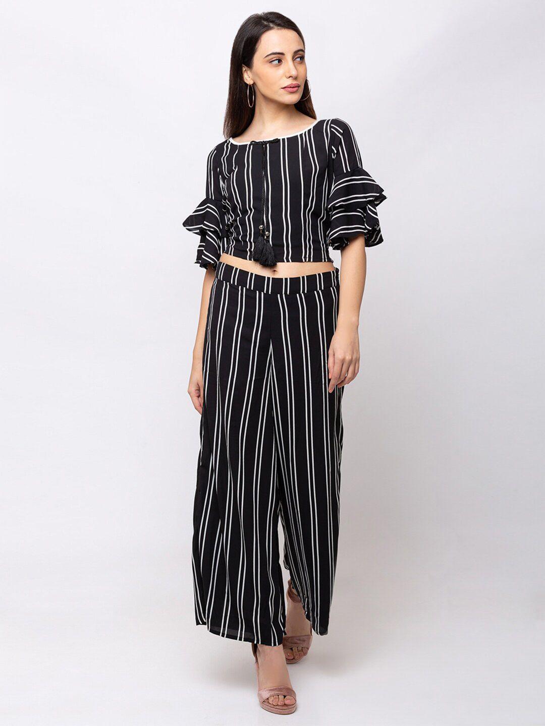 sheczzar striped bell sleeves top & palazzos