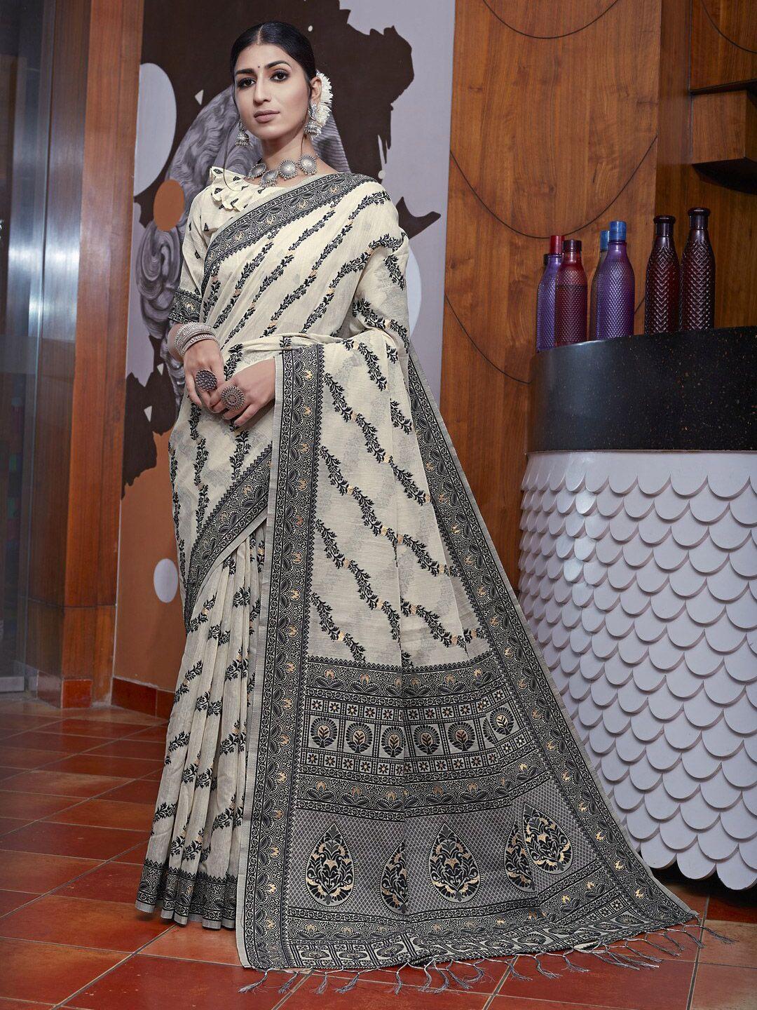 gajarai floral printed zari saree