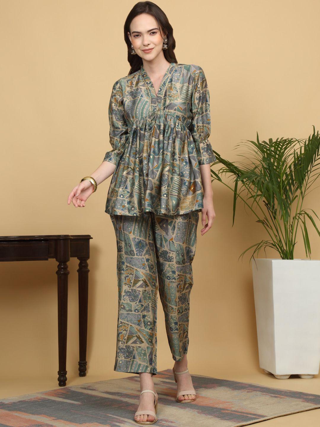 kalini floral printed top with trouser