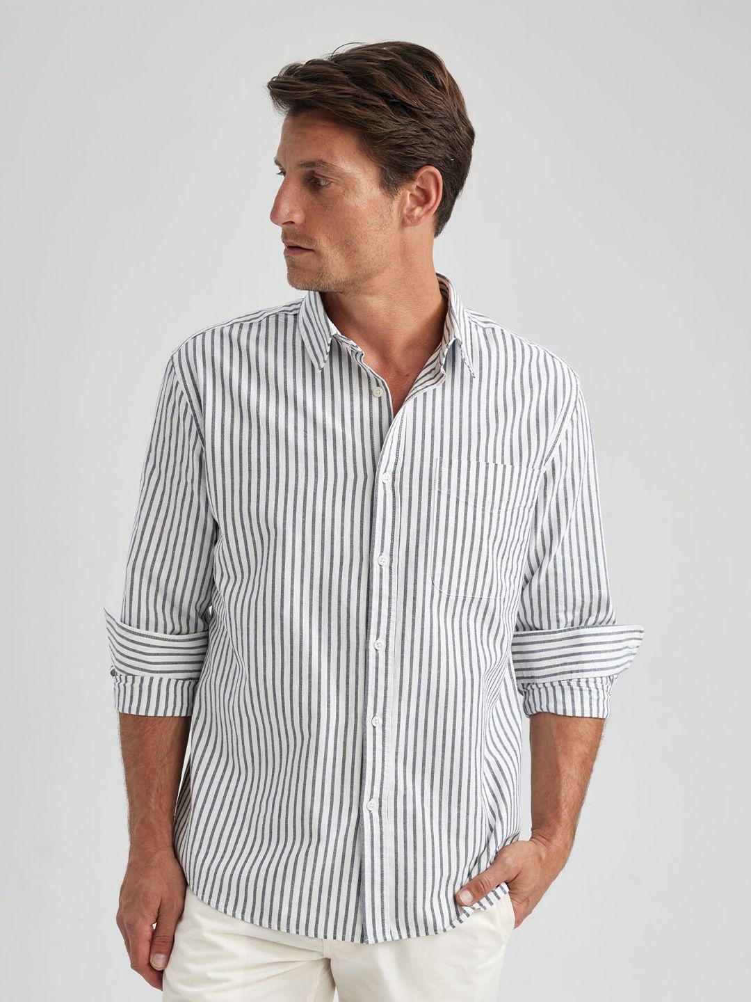 defacto striped opaque pure cotton casual shirt