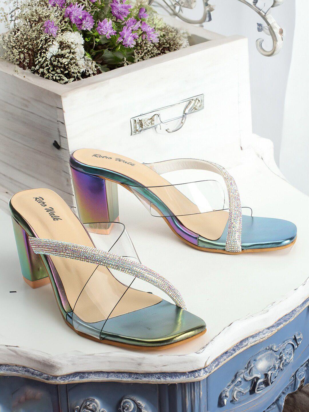 retro walk open toe block heels