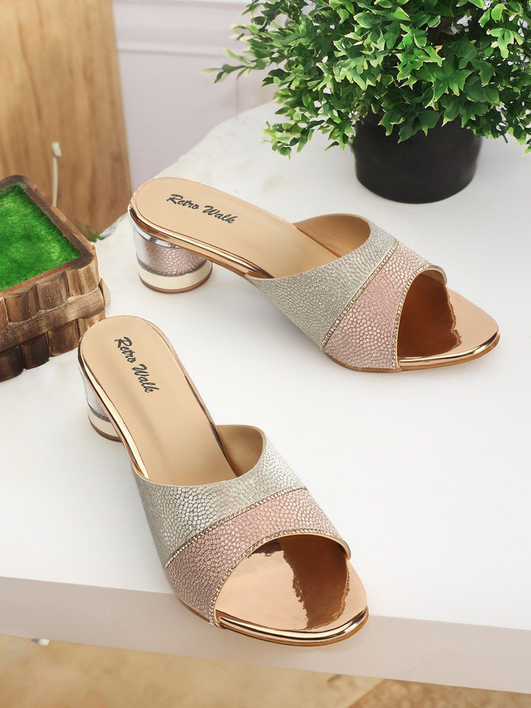 retro walk embellished block heels