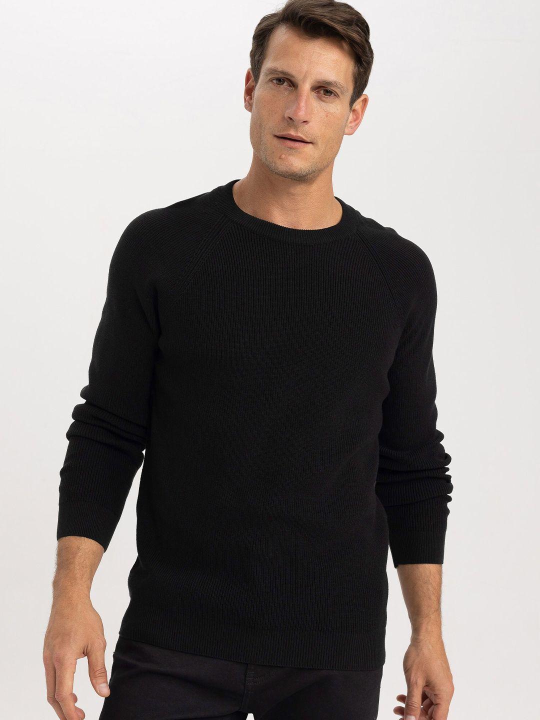 defacto ribbed round neck acrylic pullover sweater