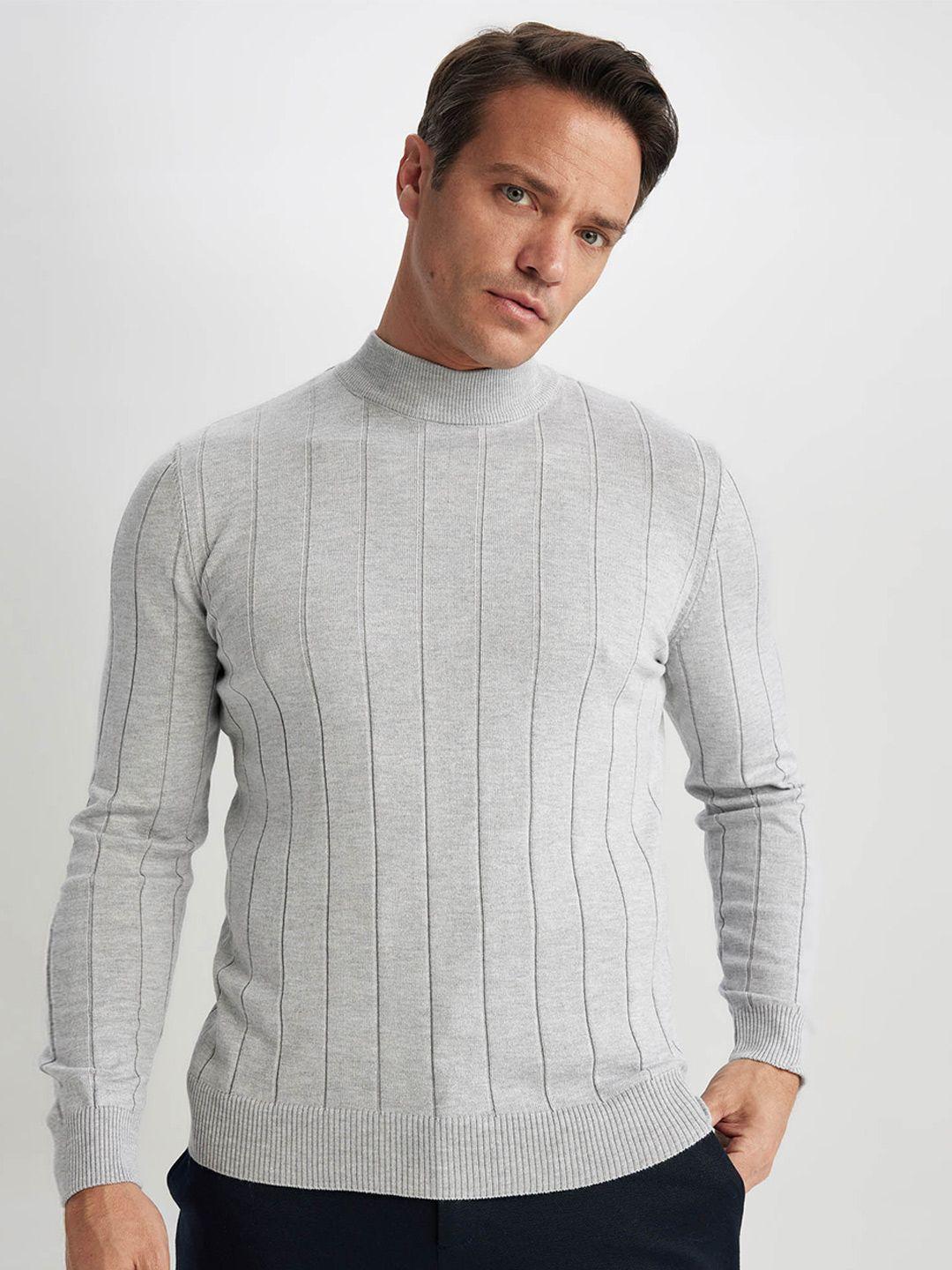 defacto men grey ribbed pullover