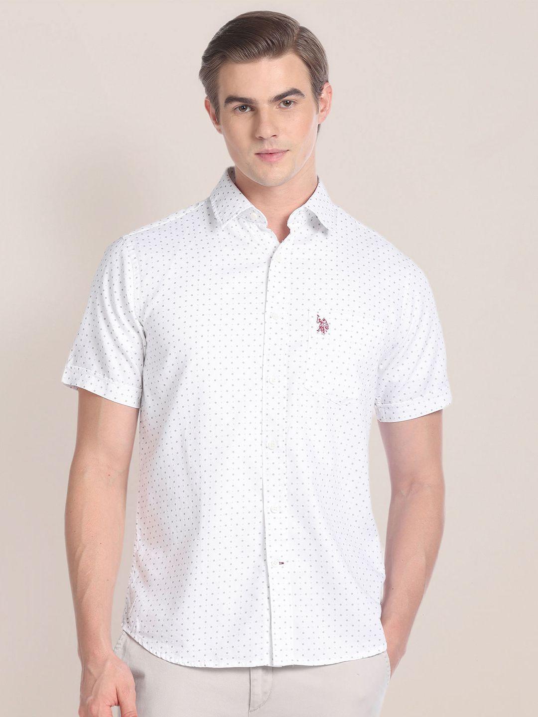 u.s. polo assn. micro ditsy printed pure cotton casual shirt