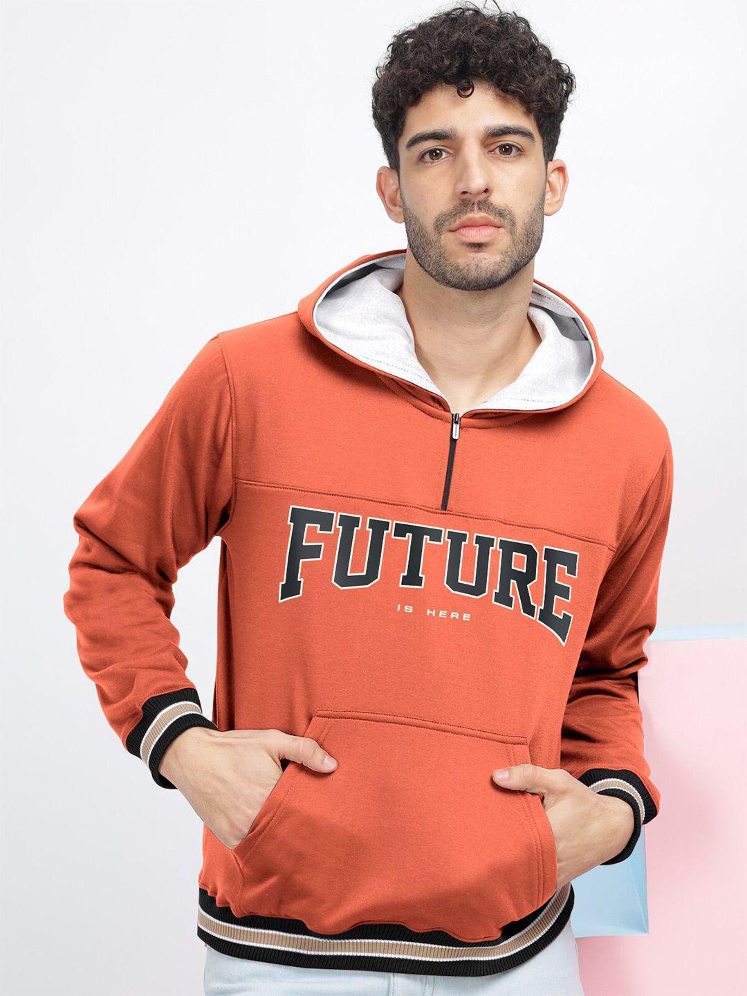 bullmer typography printed hooded pullover sweatshirt