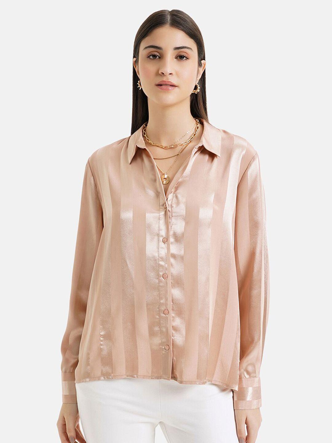 kazo classic boxy striped satin casual shirt