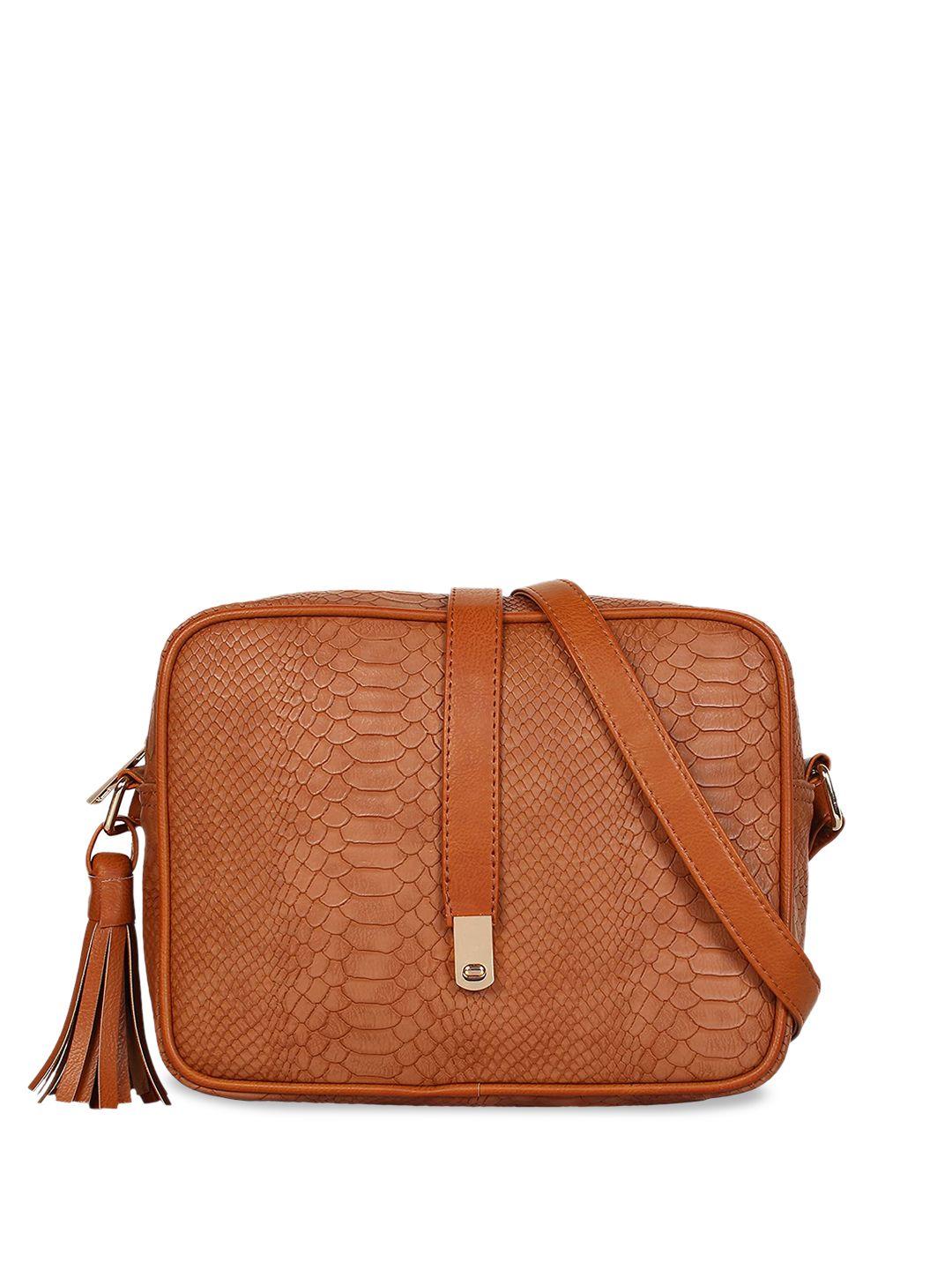 mast & harbour textured structured sling bag with tasselled