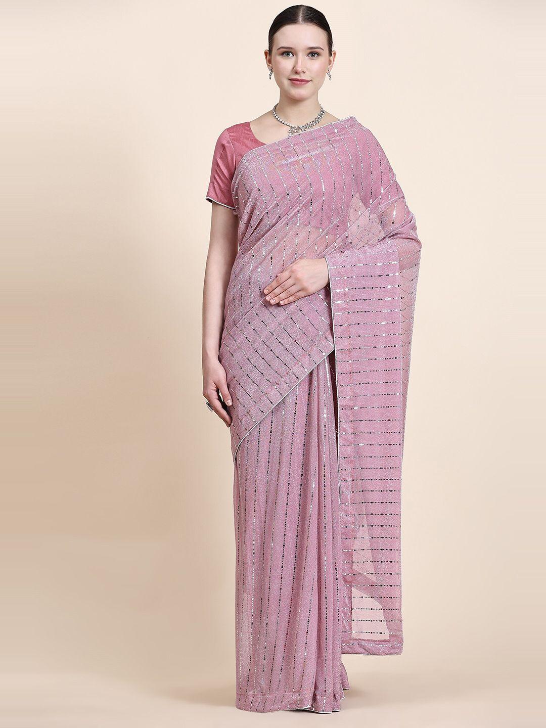 indian women embellished mirror work saree