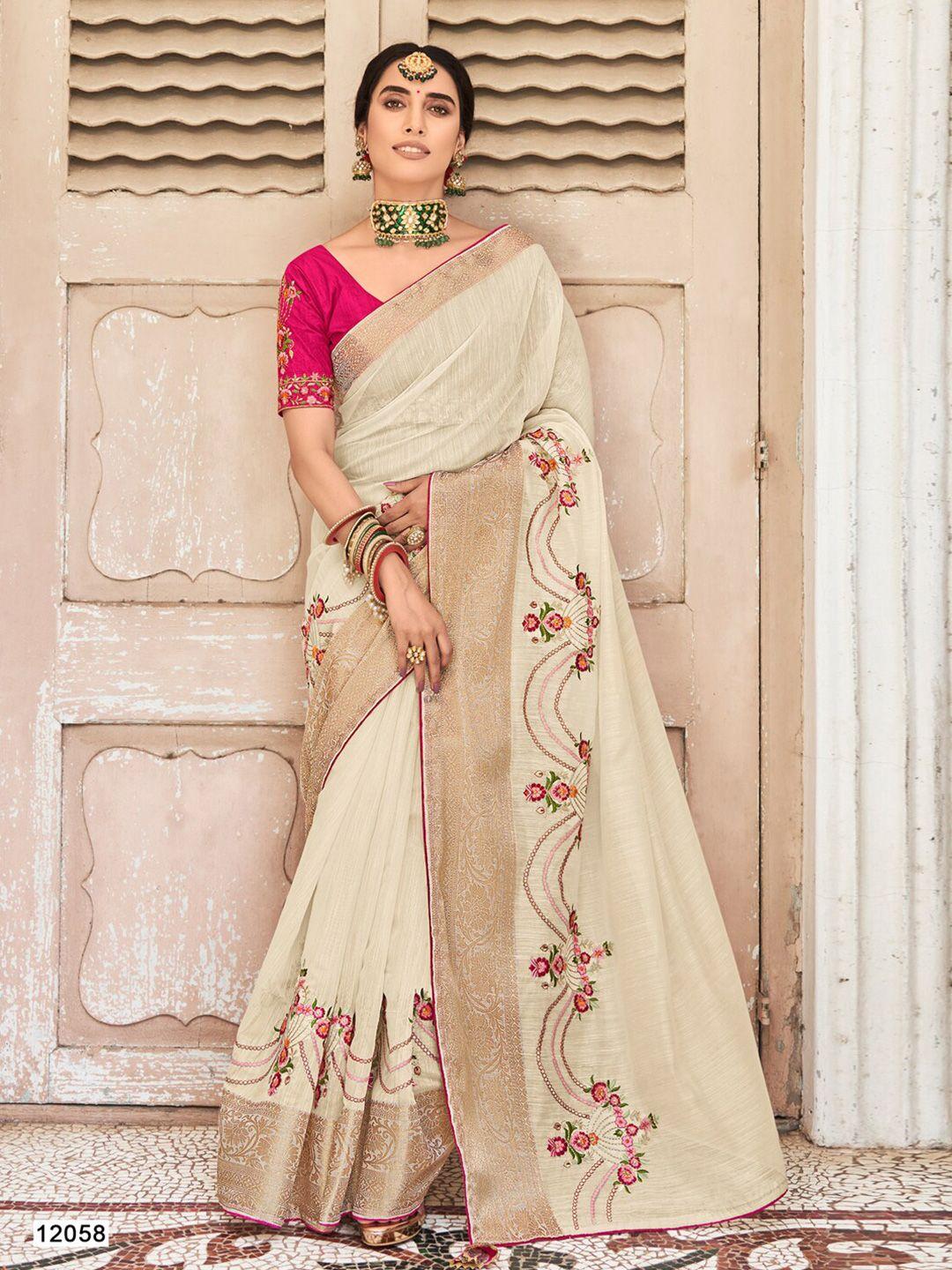 mitera floral embroidered saree