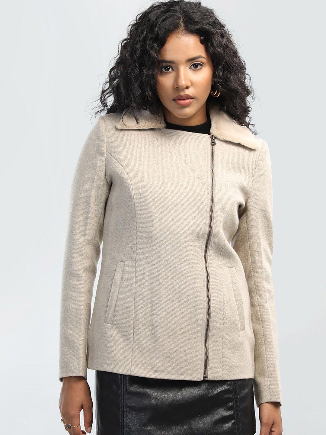 honnete notched lapel pea coat