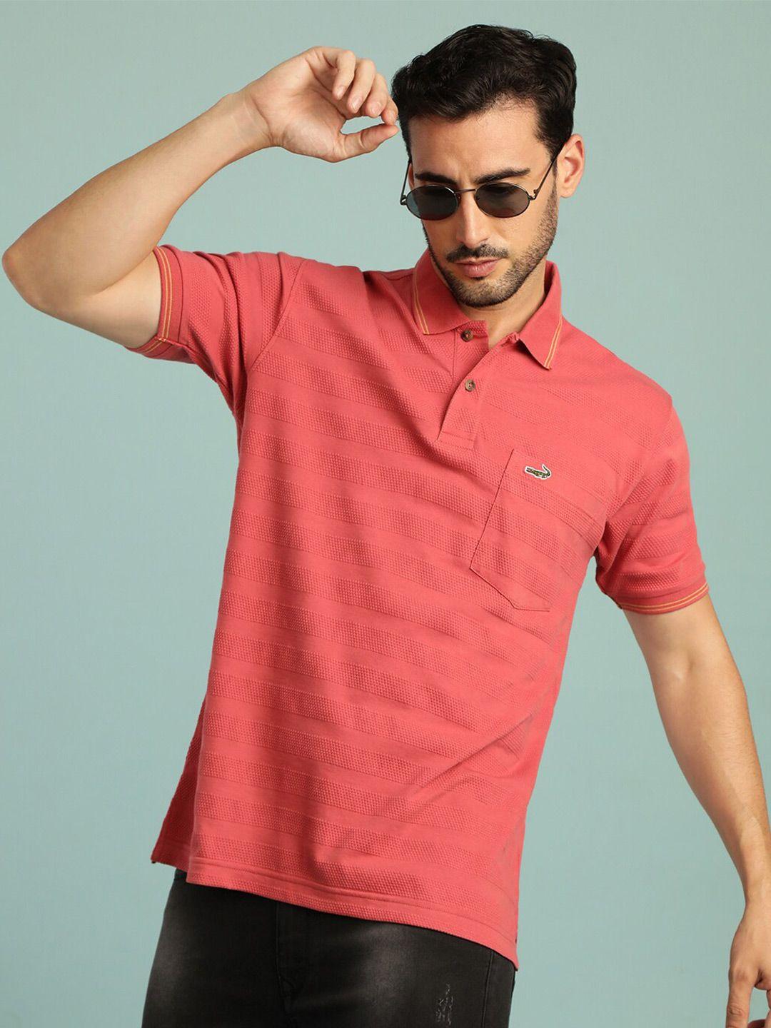 crocodile self design polo collar slim fit cotton t-shirt