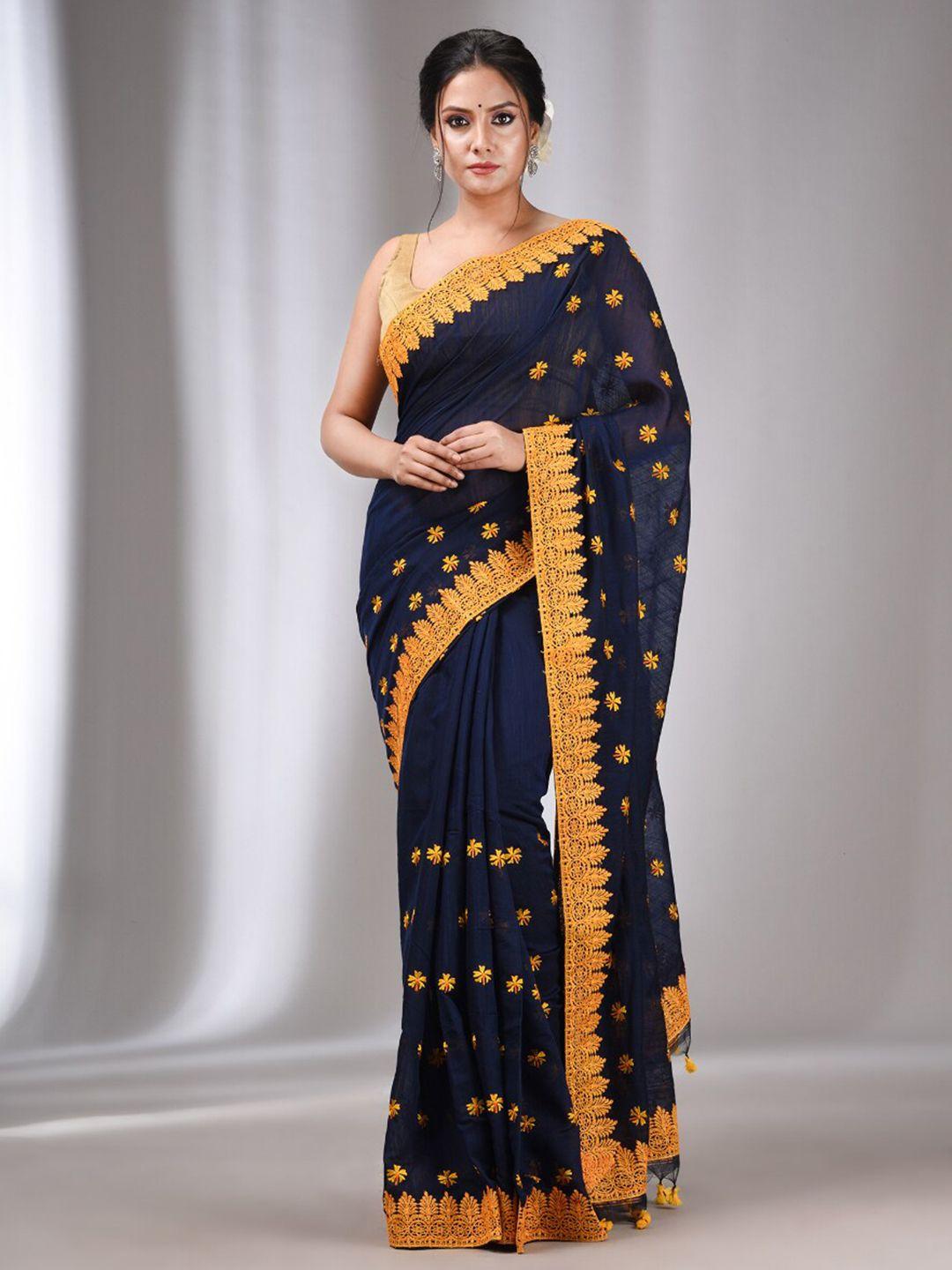 charukriti floral embroidered saree