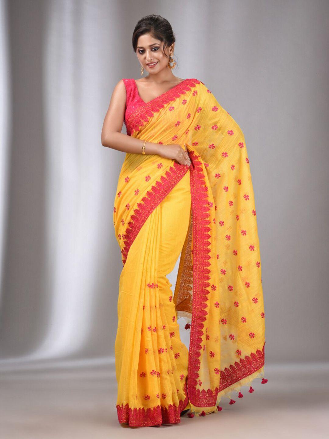 charukriti floral embroidered saree