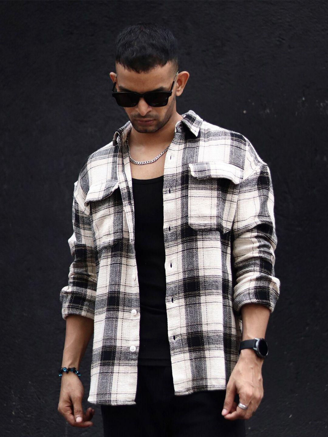 powerlook tartan checked oversized casual shirt