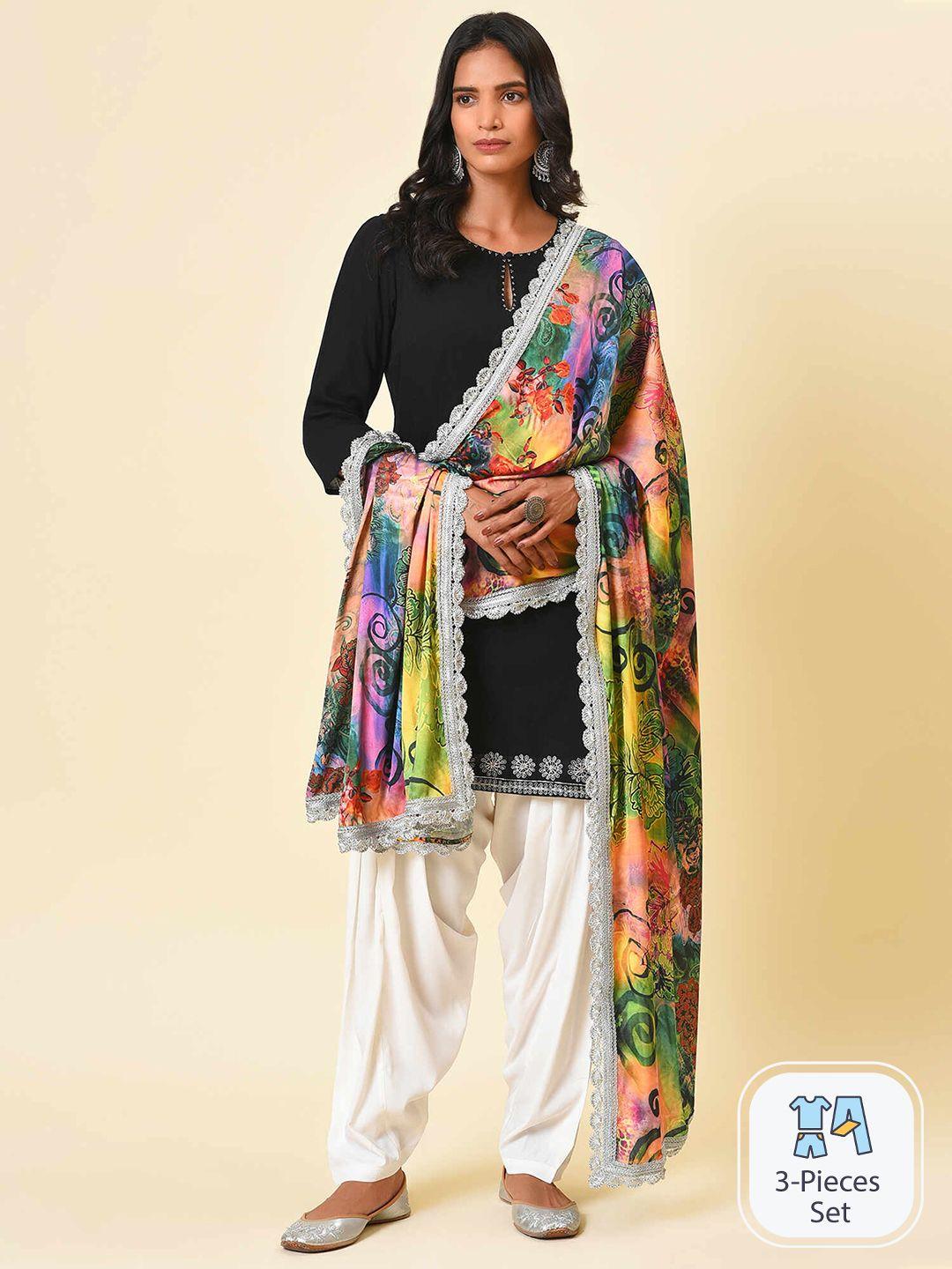 nuhh floral self design kurta & salwar with dupatta