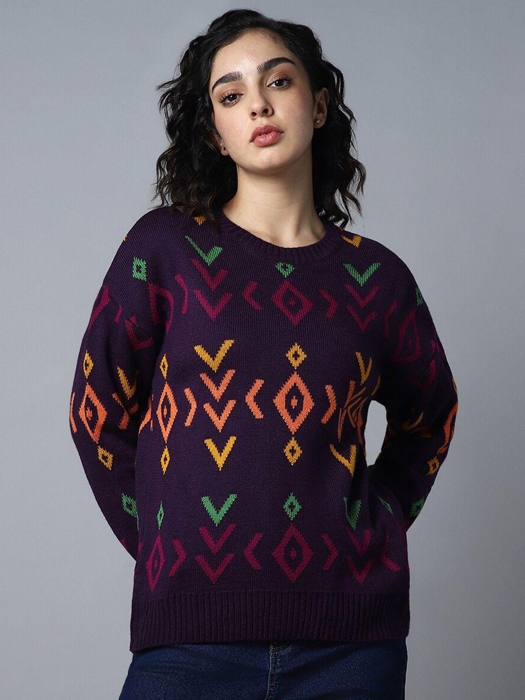 high star geometric printed pullover sweater