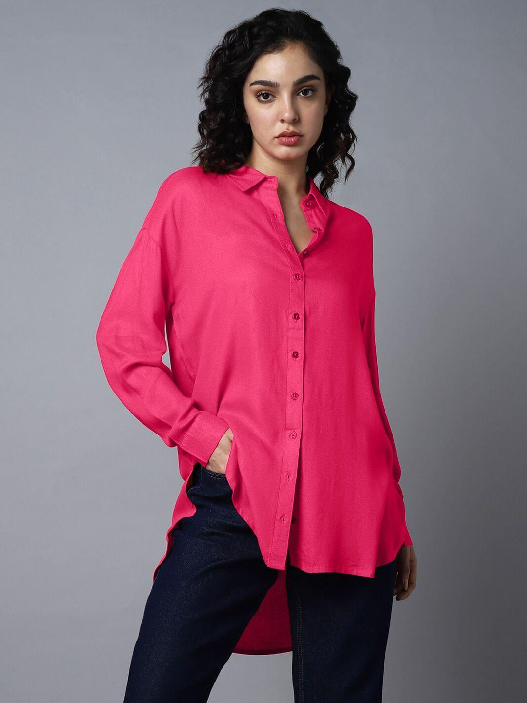 high star spread collar classic boxy opaque casual shirt