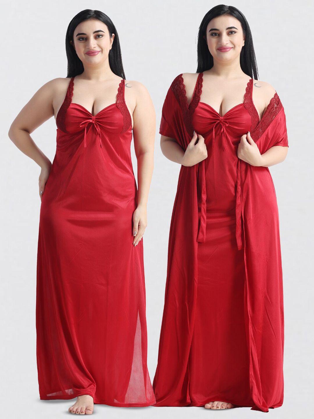 night keys satin maxi nightdress with robe