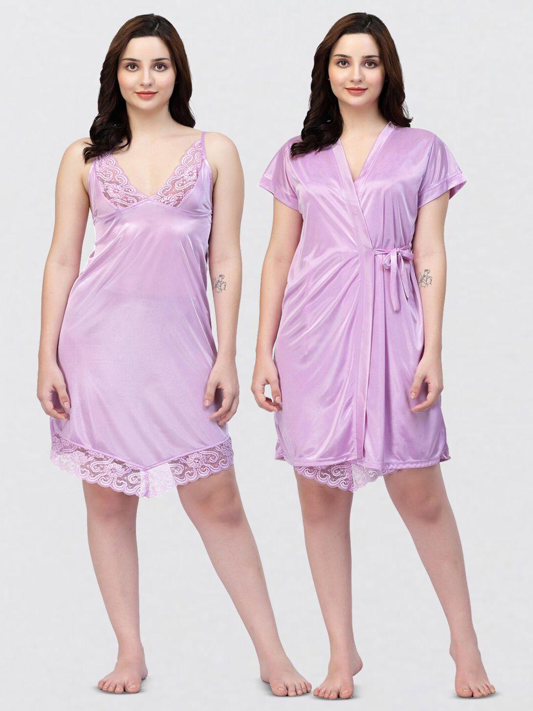 night keys pack of 2 satin nightdress with robe