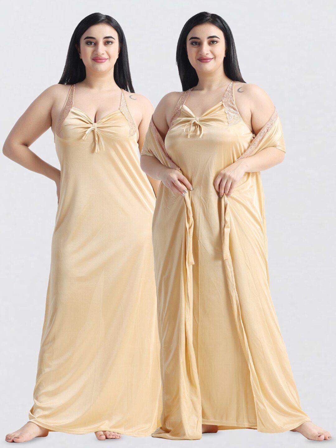 night keys pack of 2 satin nightdress with robe