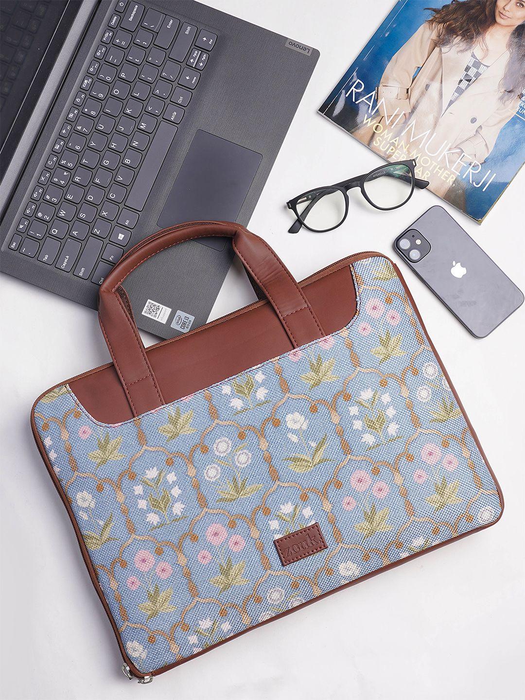 zouk printed jute laptop bag