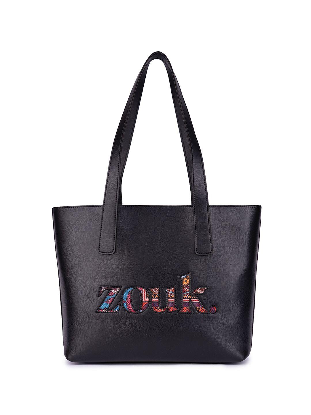 zouk structured tote bag with patch work