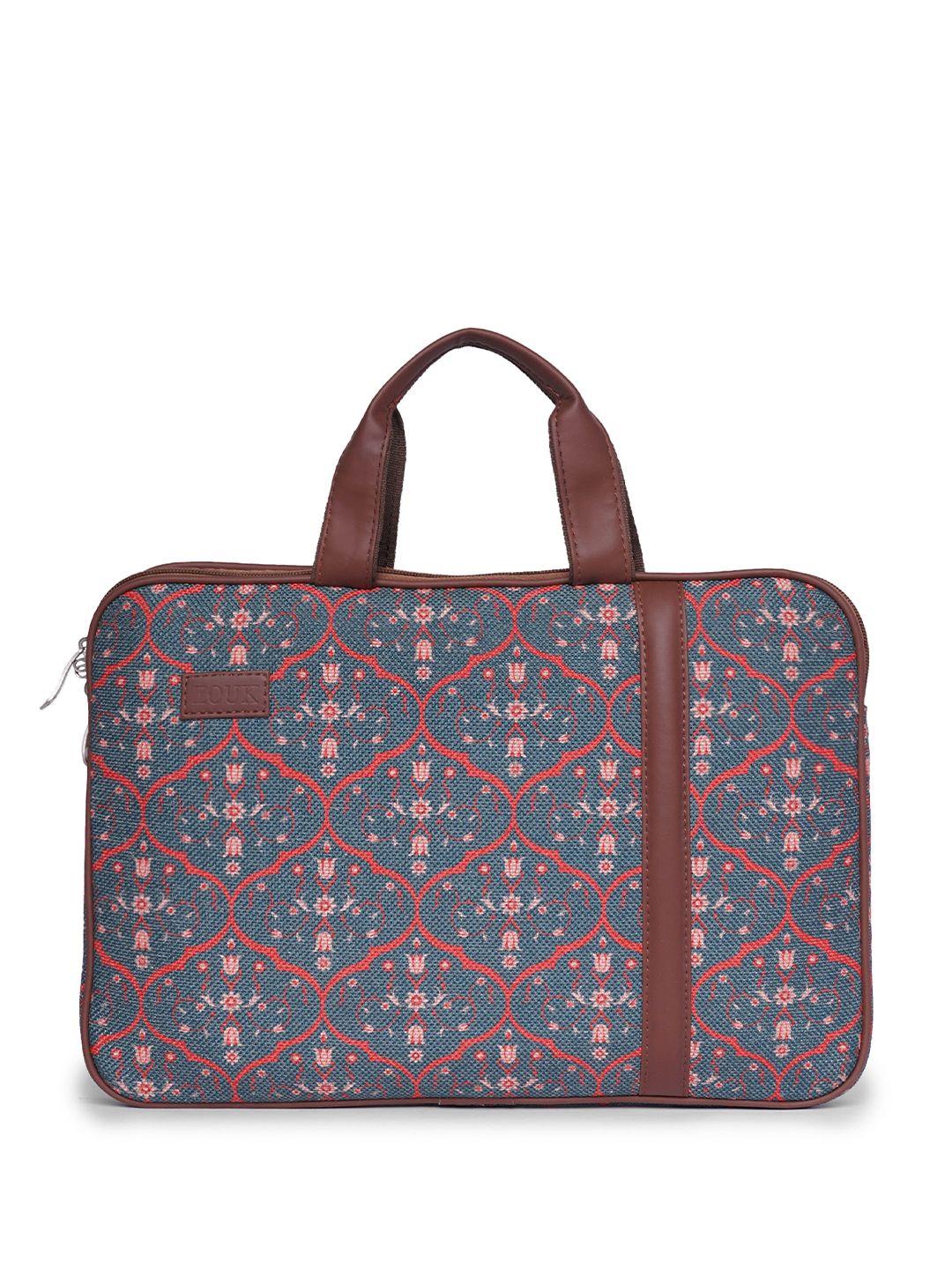 zouk printed jute laptop bag