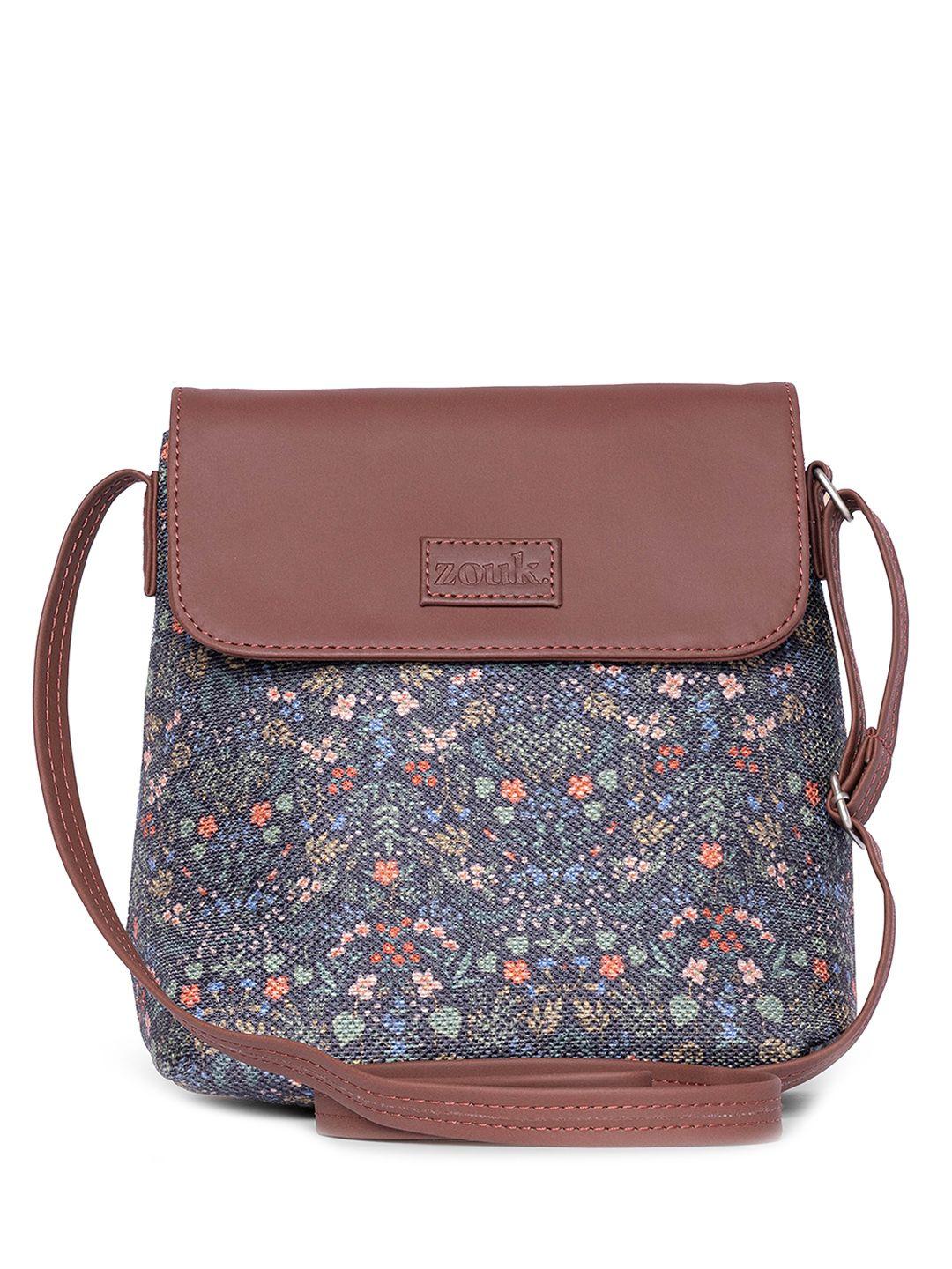 zouk floral printed structured sling bag