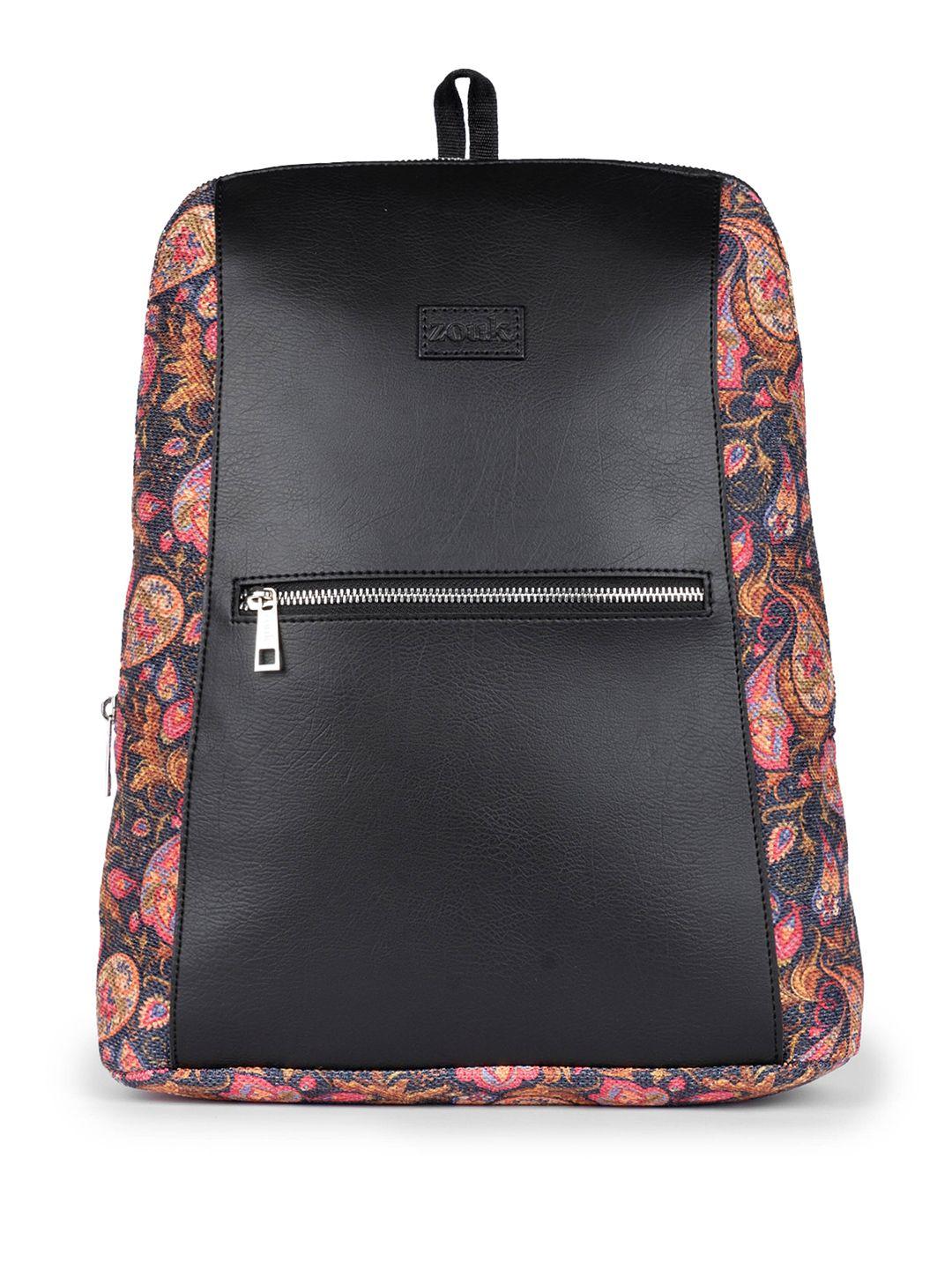 zouk printed 14 inch laptop vegan leather backpack