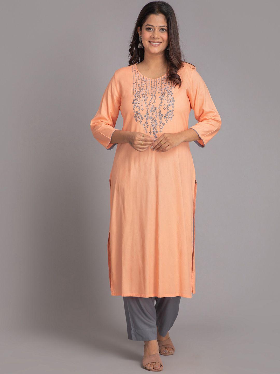 suti ethnic motifs yoke design regular thread work kurta with trousers