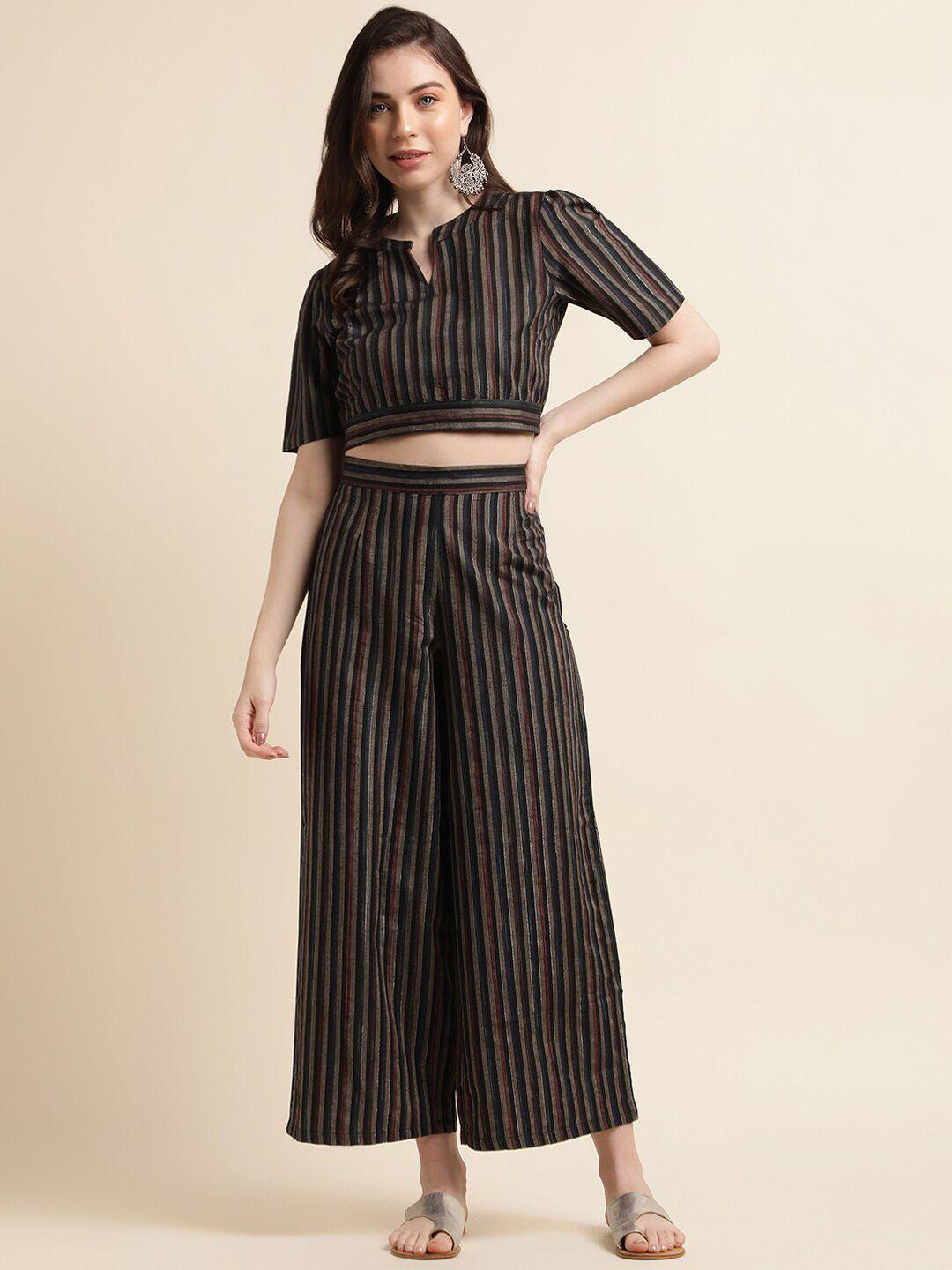 here&now striped crop top with trouser co-ords