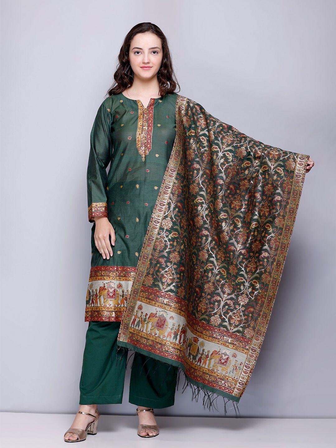 kidar ethnic motifs woven design zari unstitched dress material