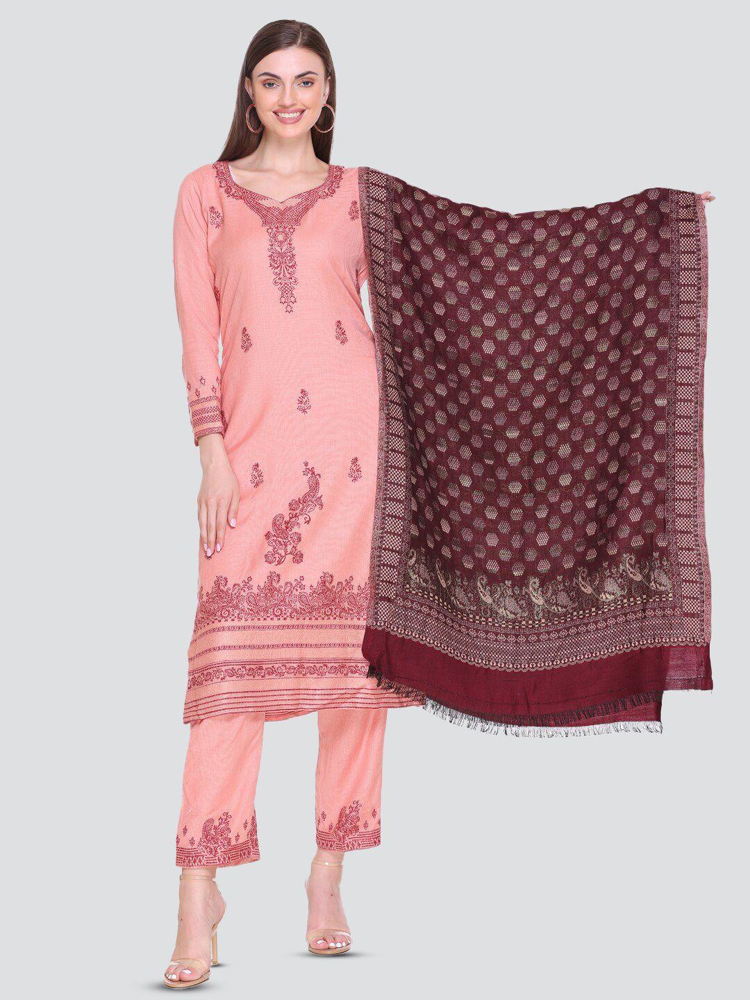 kidar floral woven design unstitched dress material