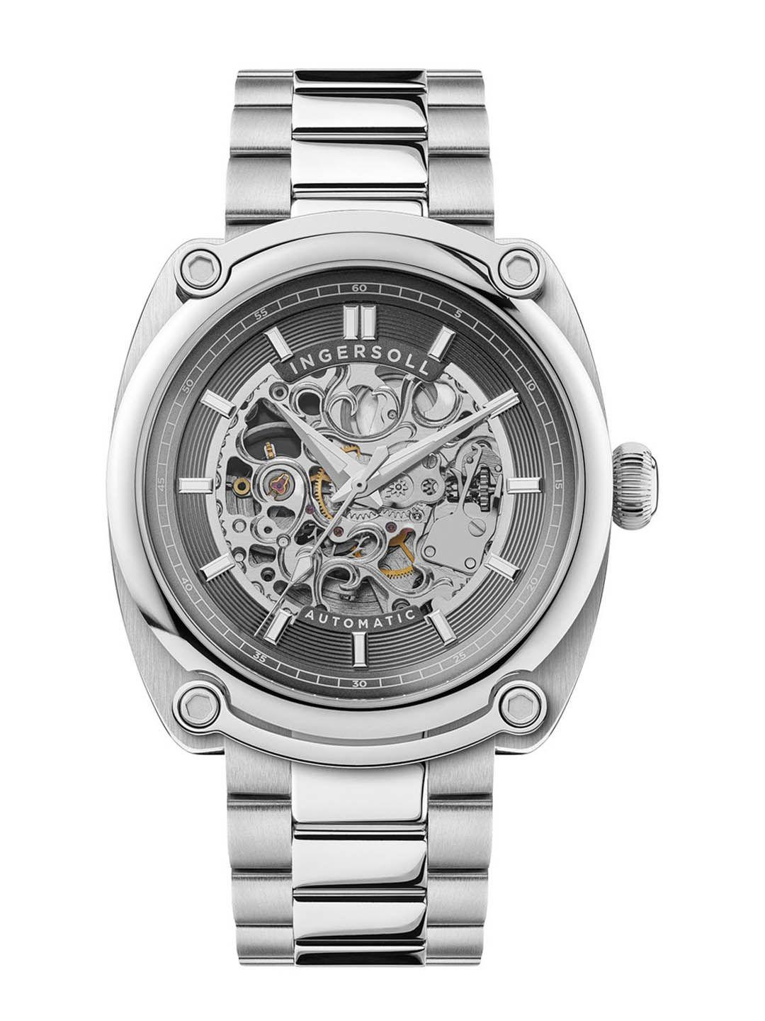 ingersoll men skeleton dial & stainless steel analogue automatic watch i13304