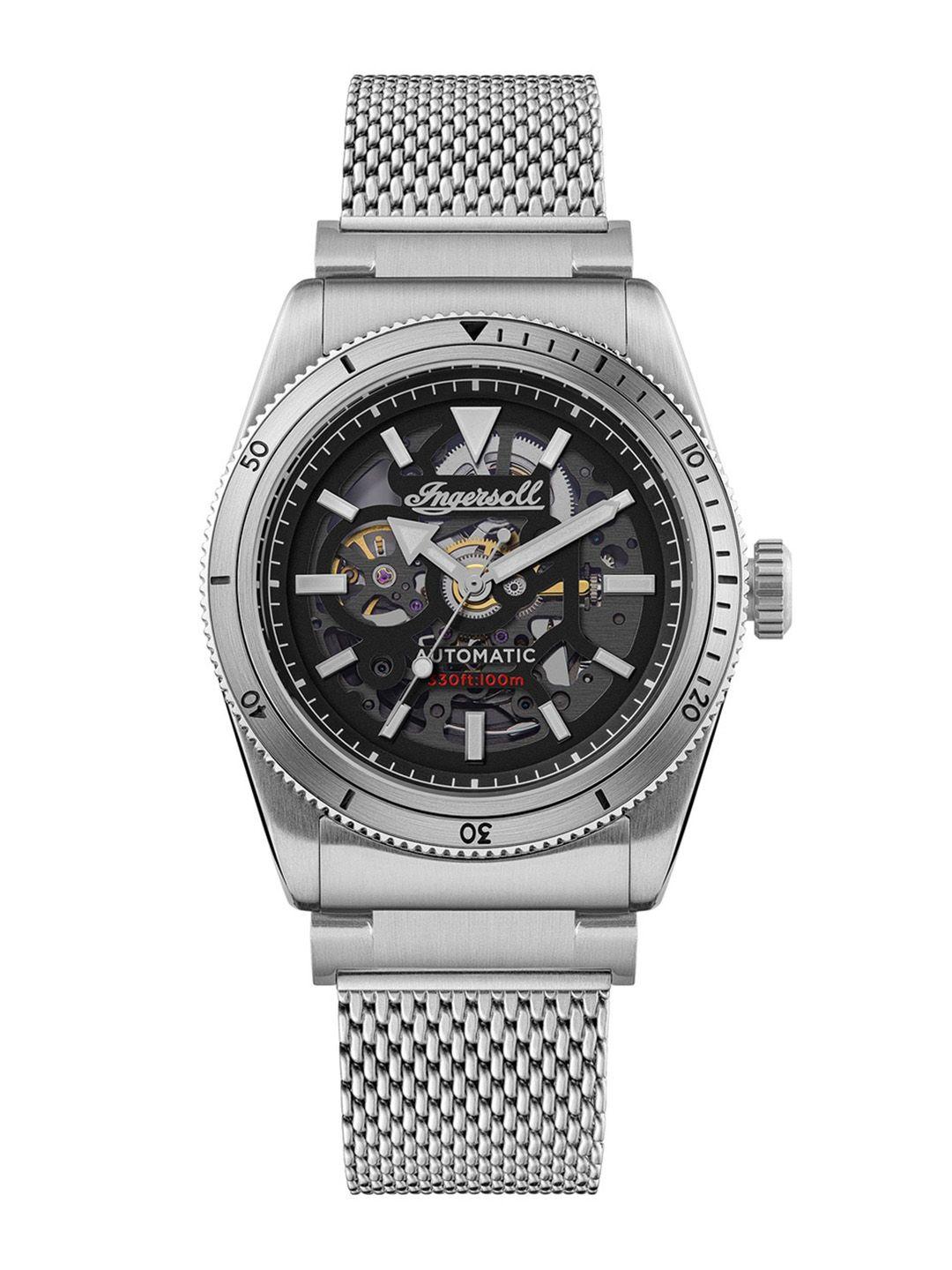 ingersoll men skeleton dial & stainless steel analogue automatic watch i13903