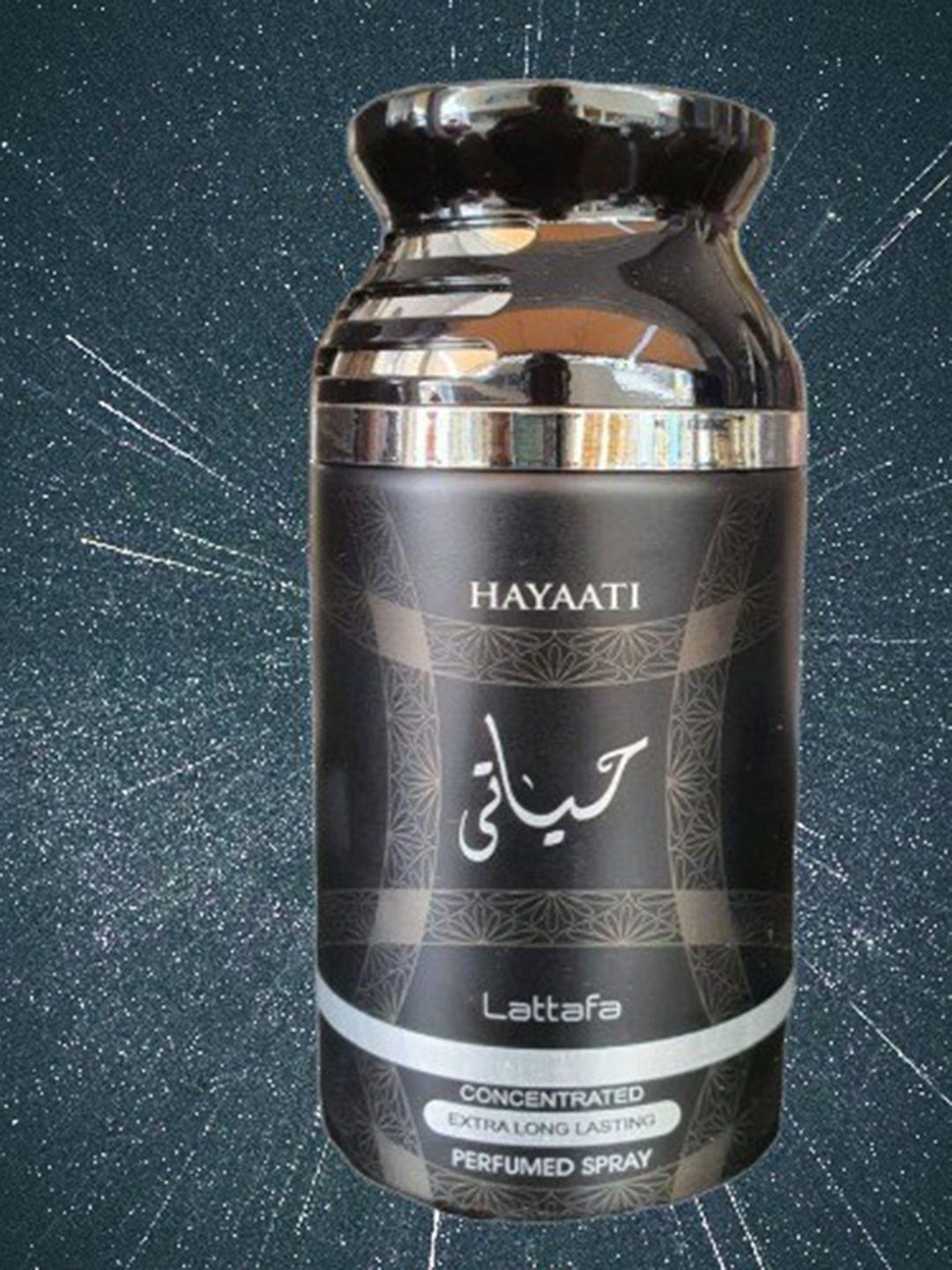 lattafa hayati black extra long-lasting concentrated perfumed deodorant spray- 400g(250ml)