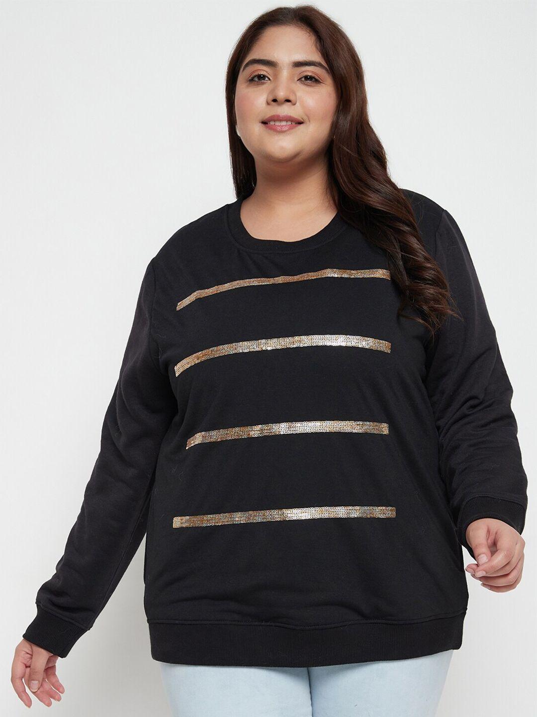 austivo plus size striped fleece sweatshirt