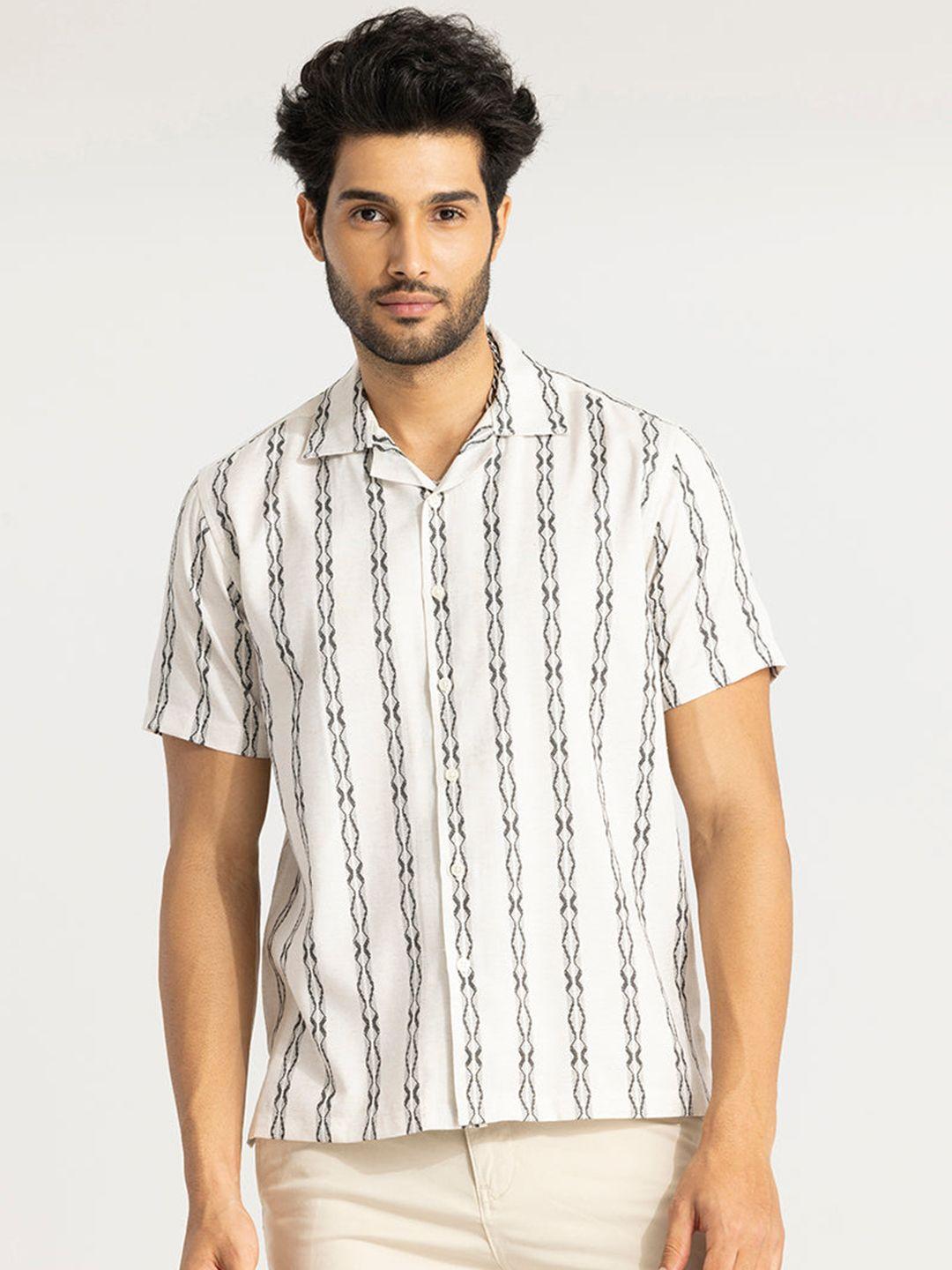 snitch off white classic boxy geometric printed casual shirt