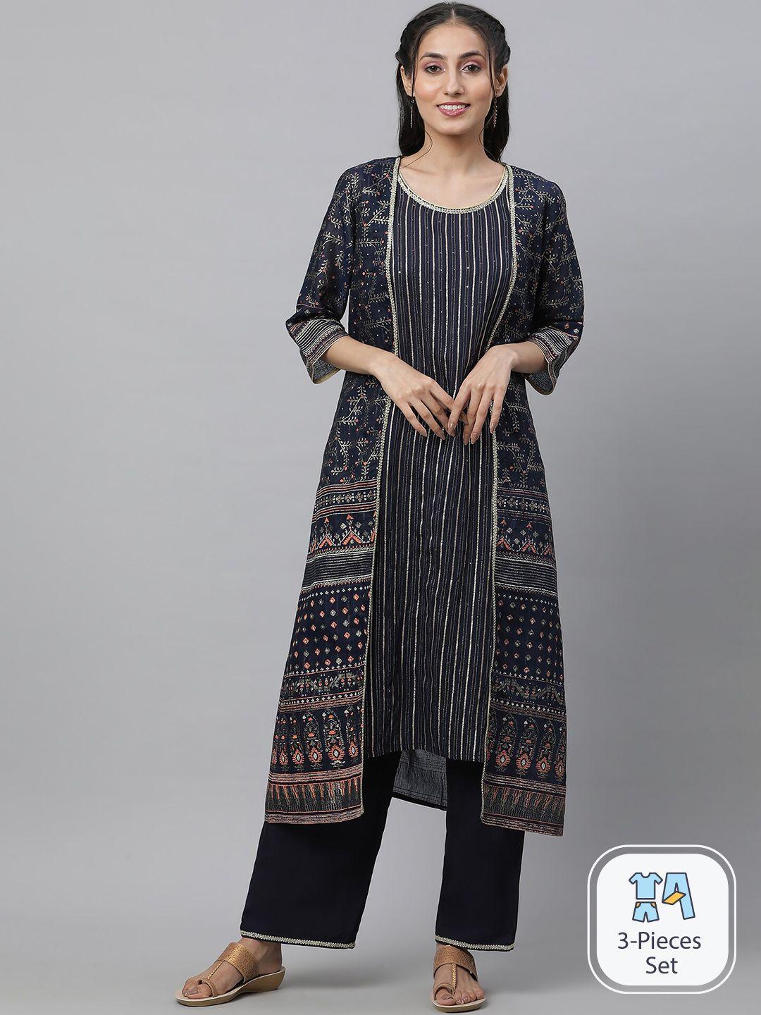 aurelia striped regular kurta with palazzos