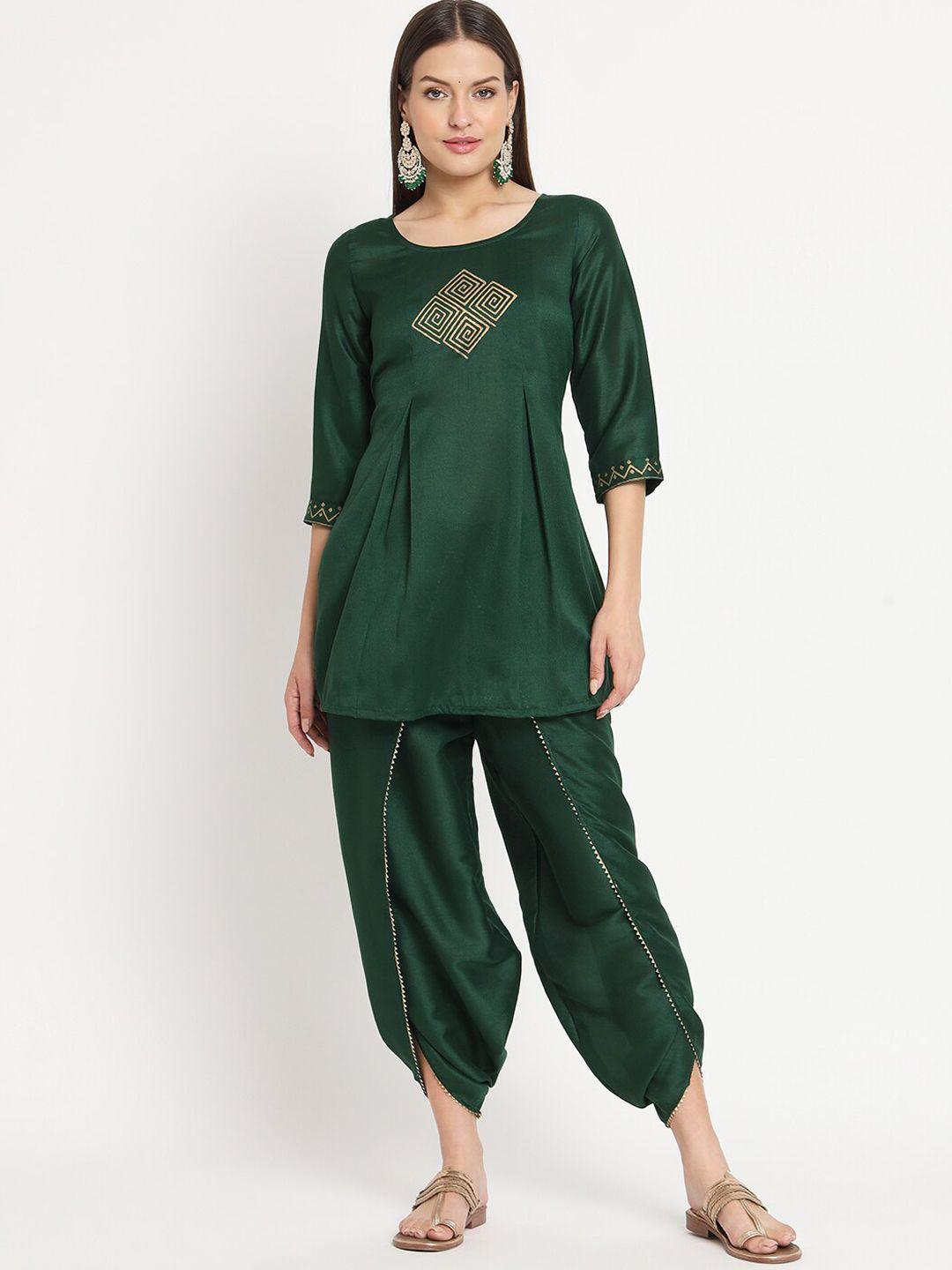 studio rasa yoke design pleated kurti with dhoti pants