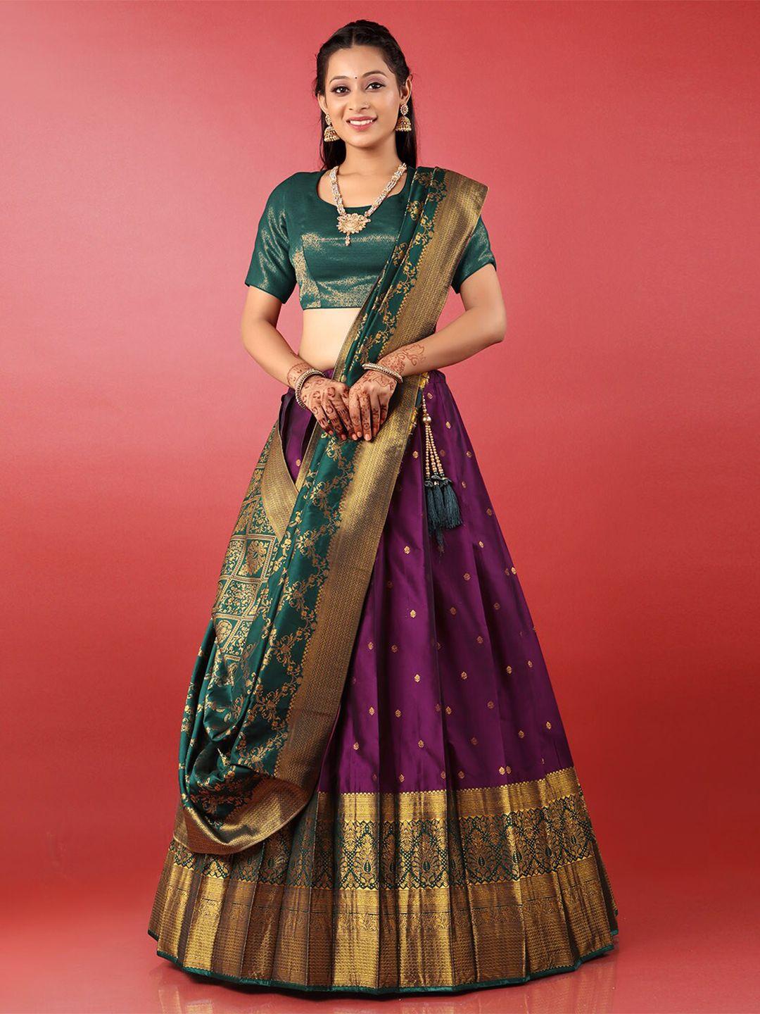 halfsaree studio woven design semi-stitched lehenga & unstitched blouse with dupatta