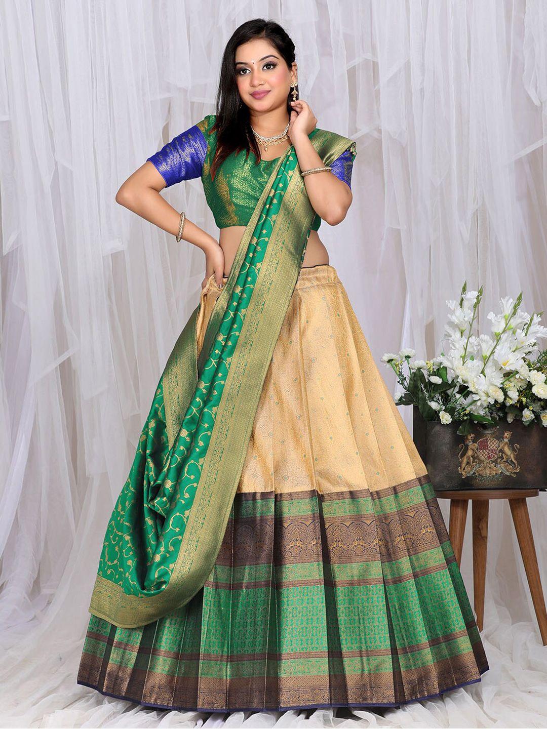 halfsaree studio woven design semi-stitched lehenga & unstitched blouse with dupatta