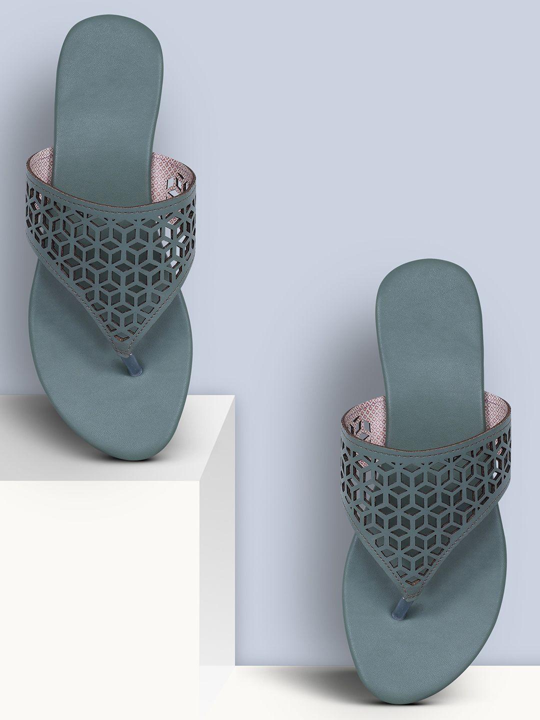 ravis textured open toe flats with laser cuts