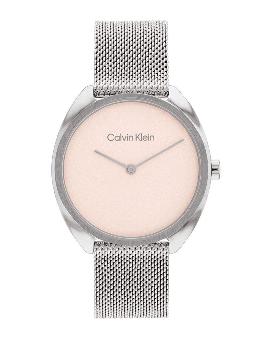 calvin klein women dial & stainless steel bracelet style straps analogue watch 25200269