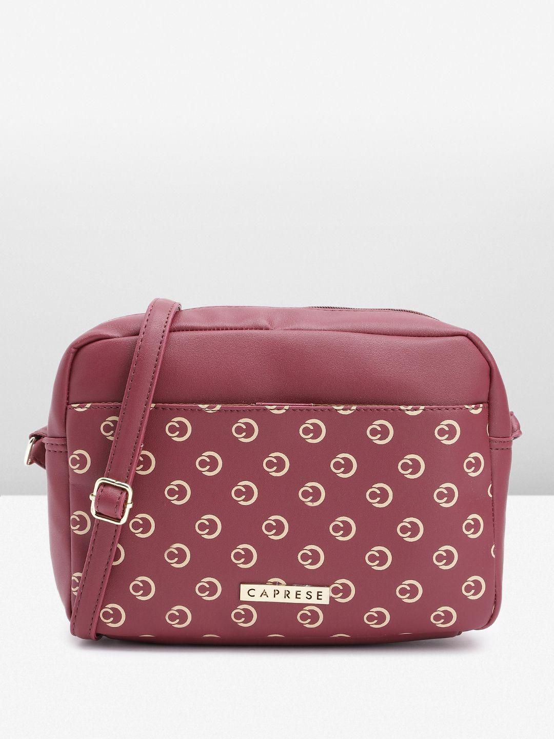 caprese brand logo print structured sling bag